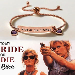 For Friend - Ride Or Die Bitc*es Custom Birthstones Heart Bracelet