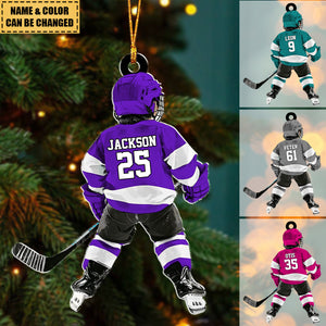 Personalized Kid Hockey Player Christmas Ornament, Gift For Hockey Lover