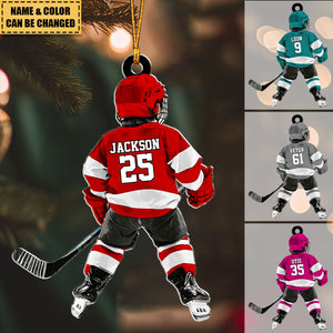 Personalized Kid Hockey Player Christmas Ornament, Gift For Hockey Lover