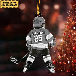 Personalized Kid Hockey Player Christmas Ornament, Gift For Hockey Lover