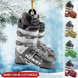 Winter Skiing Boots Personalized Christmas Ornament, Gift For Skiing Lovers