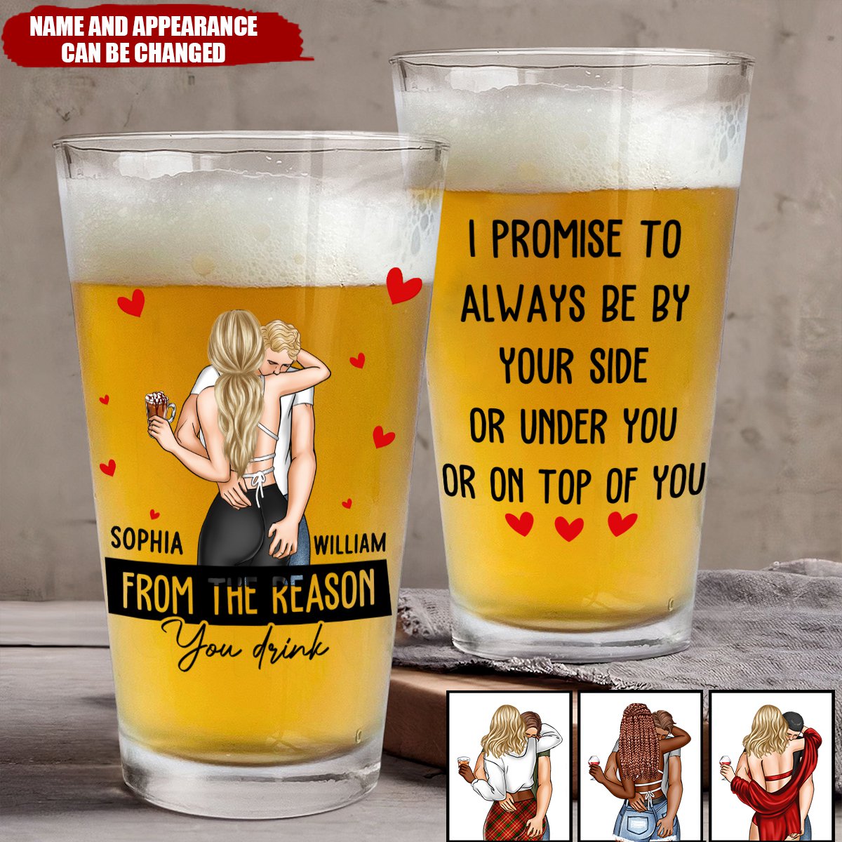 I Promise To Always Be By Your Side Anniversary Gift For Men - Personalized Beer Glass