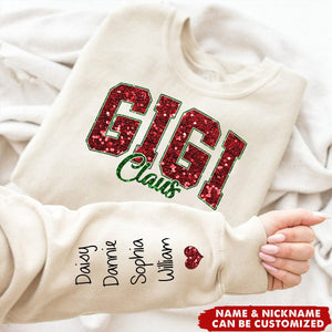 Glitter Gigi Claus Christmas And Kids Personalized Sweatshirt