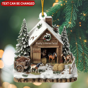 Dreamy Horse Barn Personalized Christmas Ornament, Horse Lovers Gift