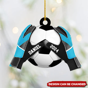 Soccer Goalkeeper Custom Ornament, Goalkeeper Gloves Christmas Ornament, Soccer Lover Gift, Goalkeeper Gift