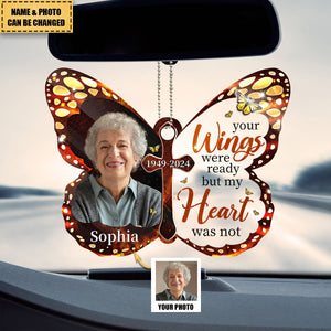 Custom Photo Your Wings Were Ready - Memorial Personalized Custom Car Ornament