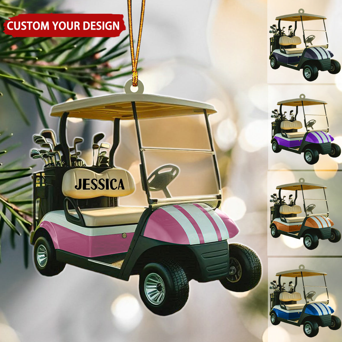 Golf Cart Personalized Christmas Ornament, Gift For Golf Lover