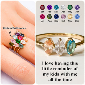 Minimalist Personalized Birthstone Ring, Gifts for Mom Grandma