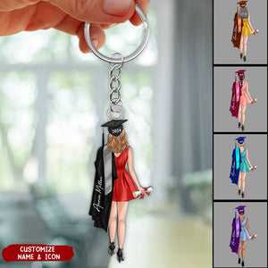 Class Of 2024 Senior Back View Graduation Personalized Acrylic Keychain