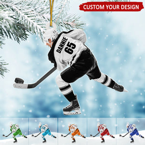 Ice Hockey Player In Competition Personalized Christmas Ornament