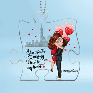 The Missing Piece To My Heart Hugging Kissing Doll Couple Personalized Acrylic Ornament