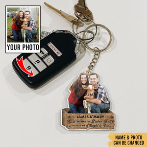 Personalized Upload Photo Farm Couple Acrylic Flat Keychain - Gift For Cowboys & Cowgirls