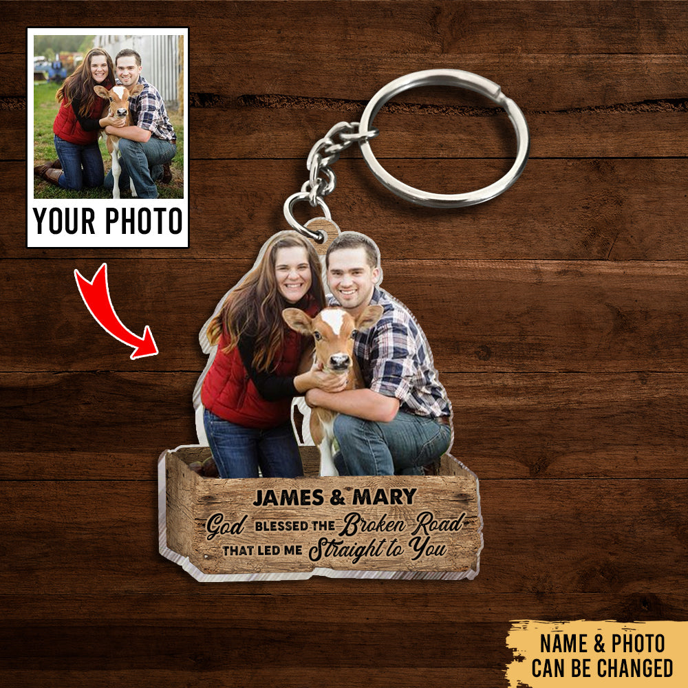 Personalized Upload Photo Farm Couple Acrylic Flat Keychain - Gift For -  mesbike