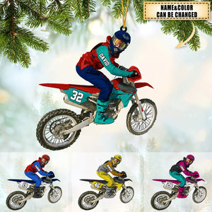 Personalize Motocross Biker Christmas Ornament - Great Gift Idea For Motor Racers