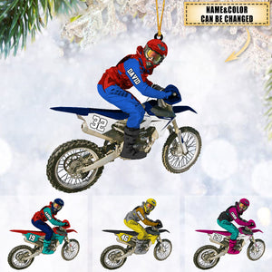 Personalize Motocross Biker Christmas Ornament - Great Gift Idea For Motor Racers