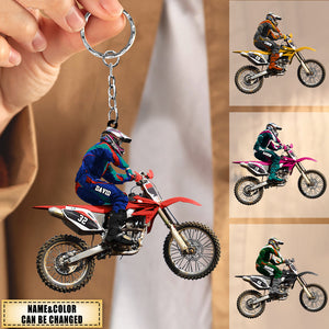 Personalize Motocross Biker Keychain - Great Gift Idea For Motor Racers