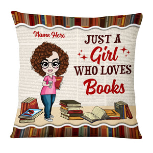 Personalized Girl Loves Books Pillow