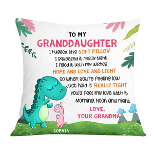 Personalized Dinosaur Granddaughter Hug This Pillow