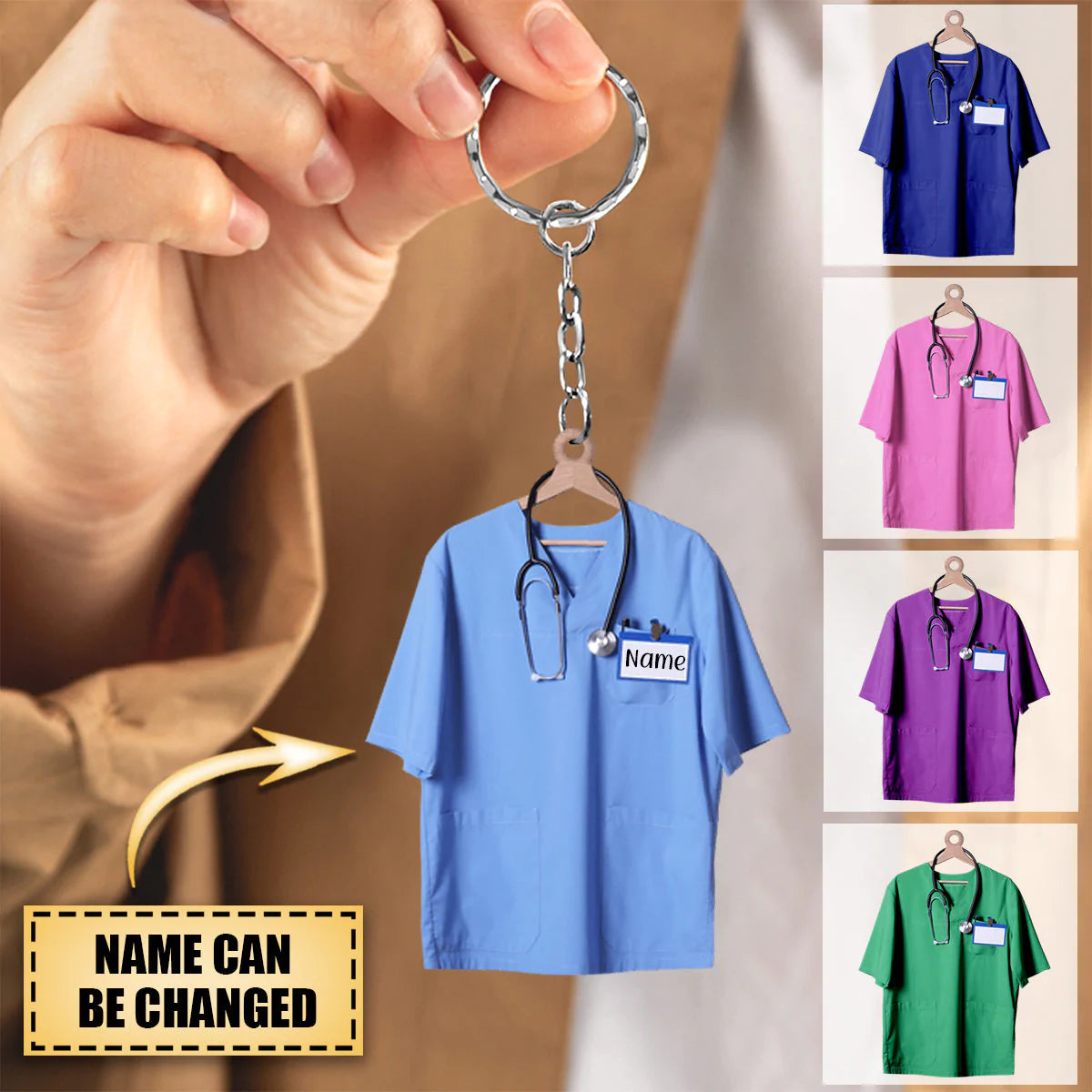 Nurse Scrubs - Personalized Flat Acrylic Keychain