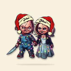 Personalized Horror Couple Christmas Ornament, Serial Killer Doll and His Bride