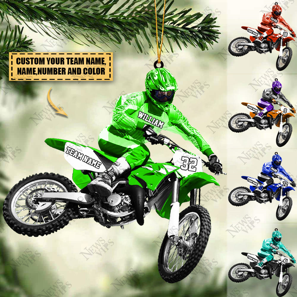 PERSONALIZED Motocross Racers Arcylic Christmas Ornament for Dirt Bike Lovers