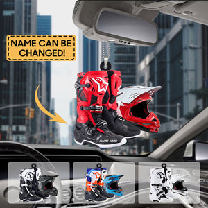 Personalized Motocross Boots Helmet Car Hanging Ornament