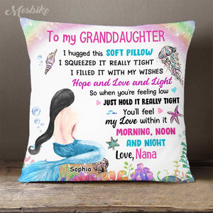 PERSONALIZED GRANDDAUGHTER MERMAID UNDER THE OCEAN PILLOW