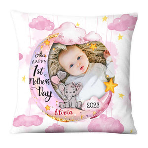 Personalized Baby's First Mother's Day Elephant Pillow