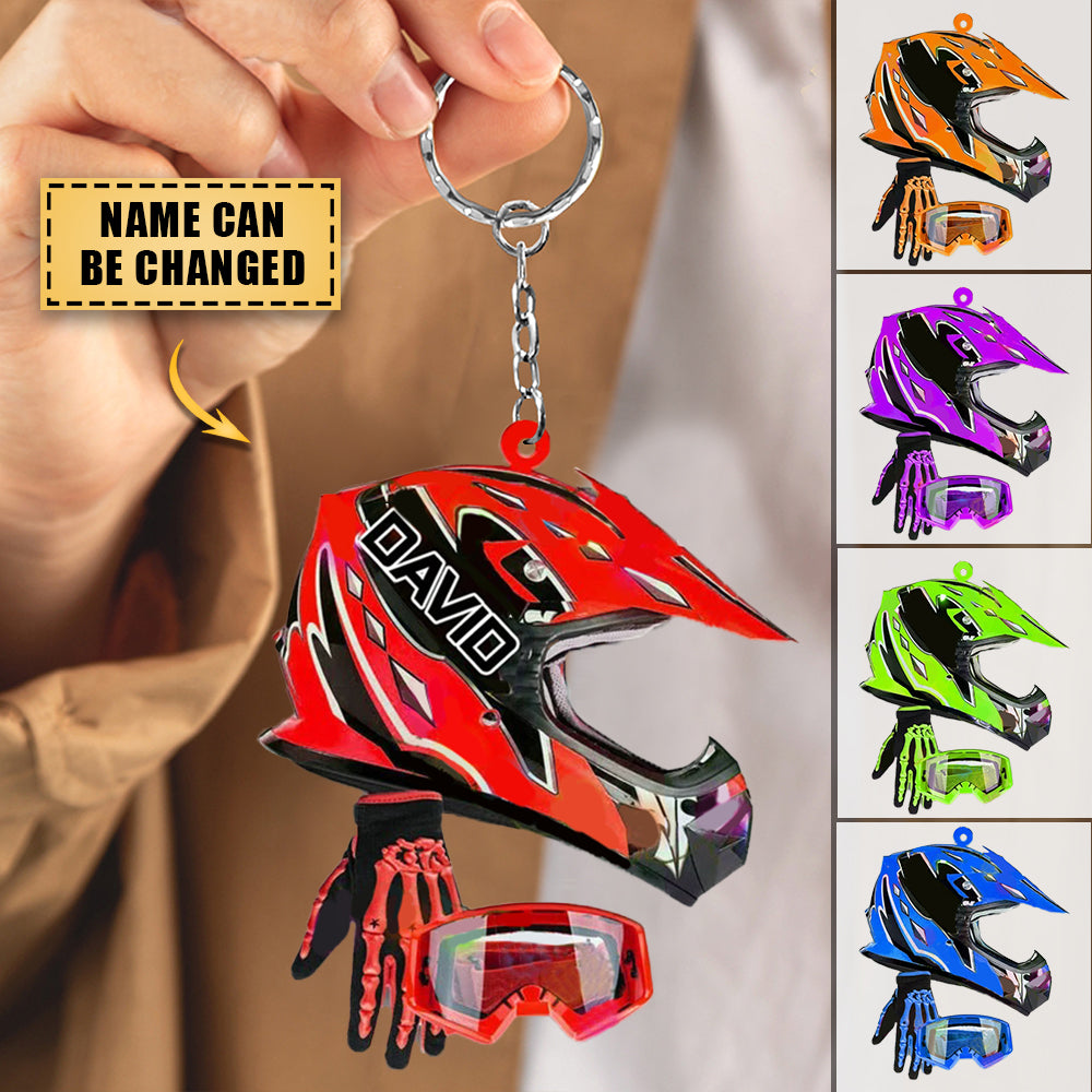 Personalized DIRT BIKE SET FULL FACE Arcylic Keychain