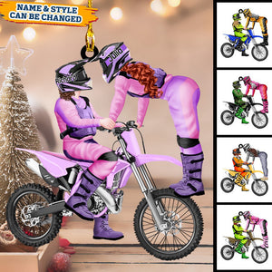 Motocross Couple, Personalized Acrylic Ornament, Gift For Christmas