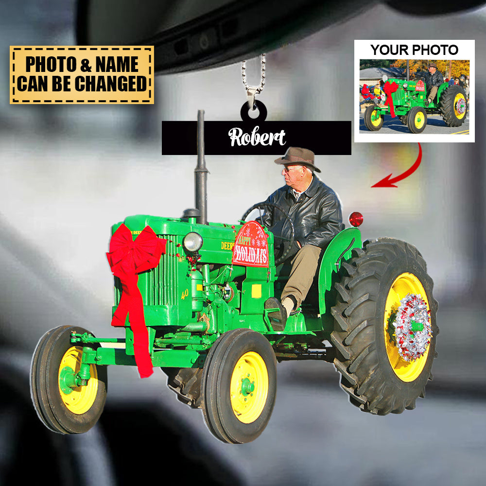 Personalized Photo Car Hanging Ornament - Gift For Farmer