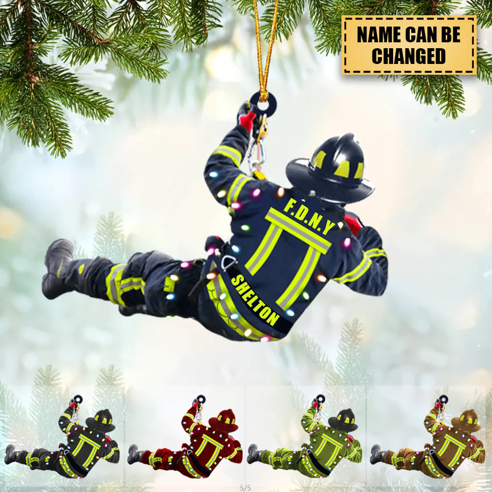 Firefighter On Duty, Personalized Fireman Christmas Light Acrylic Ornament