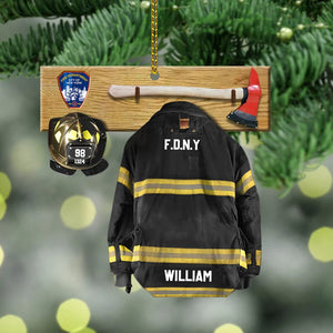 Personalized Firefighter Ornament Firefighter Armor And Name Custom Shaped Acrylic Ornament