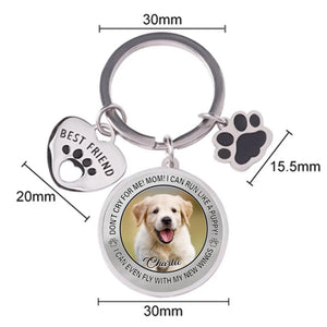 Custom Personalized Photo Keychain Pet Charm Key Ornaments - Memorial Gift for Dog Lovers - Don't Cry For Me Mom