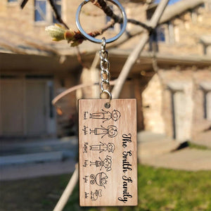 Personalized Family Name Wooden Keychain