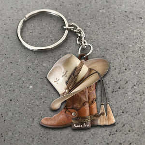 Personalized Boots And Hat Cowboy Flat Acrylic Keychain