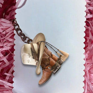 Personalized Boots And Hat Cowboy Flat Acrylic Keychain Or Ornament