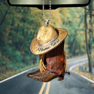 Personalized Cowboy Boots Car Hanging Ornament