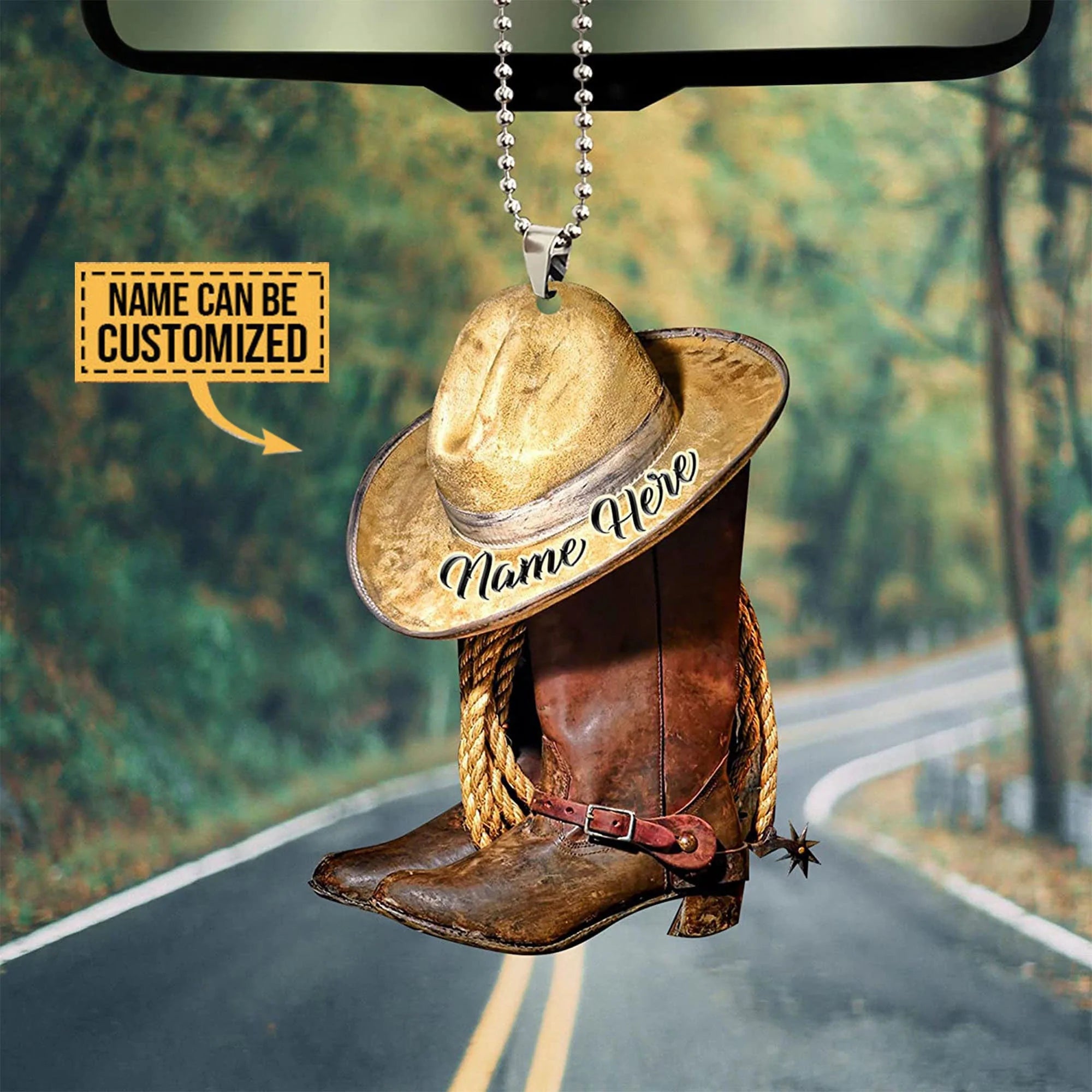 Personalized Cowboy Boots Car Hanging Ornament