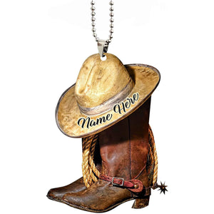 Personalized Cowboy Boots Car Hanging Ornament