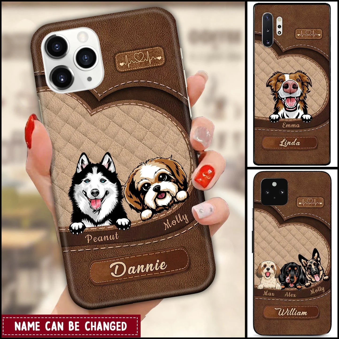 Personalized Dog Mom Puppy Pet Dogs Lover Texture Leather Phone case